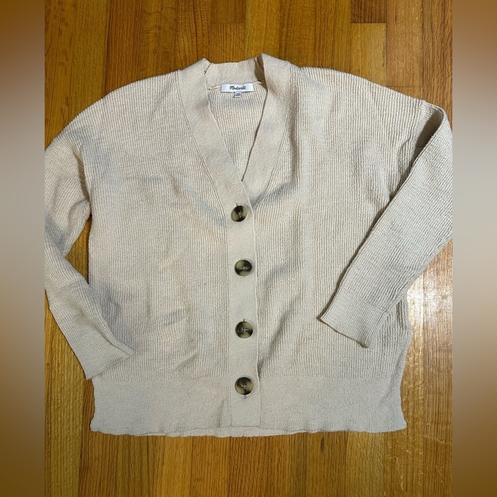 MADEWELL Ribbed Women's Cream Cardigan Sweater size XXS ( h8